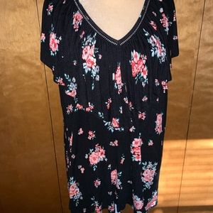 V-Neck Blouse with Ruffle and Criss-Cross Back